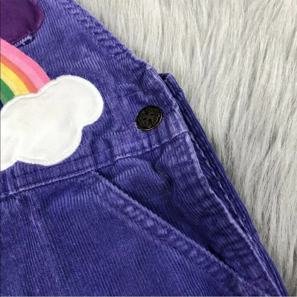 RARE Vintage Oshkosh Bgosh Purple Rainbow Heart Corduroy Girls Overalls